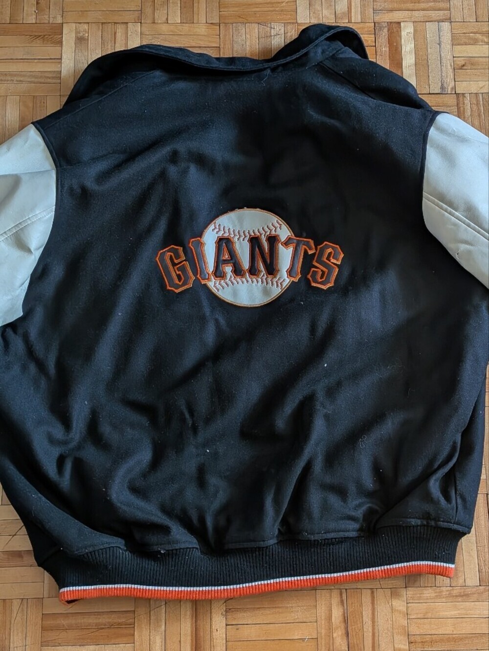 Vintage San Francisco Giants Varsity Jacket XXL Black Wool White Leather Jacket - Picture 6 of 9